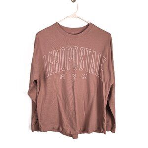 Aeropostale NYC Long Sleeve Tshirt Womens Size Small Mauve Graphic Dusty Rose